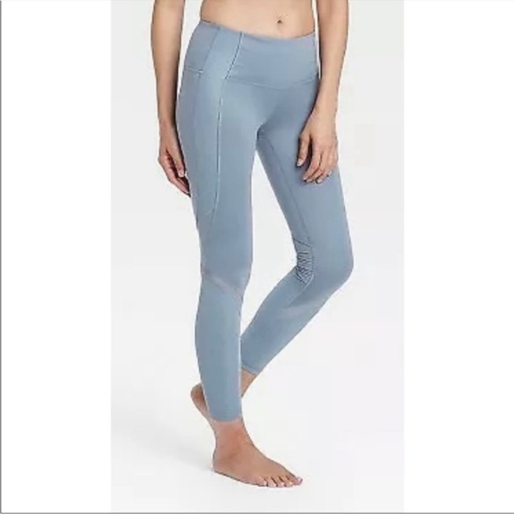 All In Motion Metallic Mesh Contour Power Waist Leggings Blue Size XXL NWT